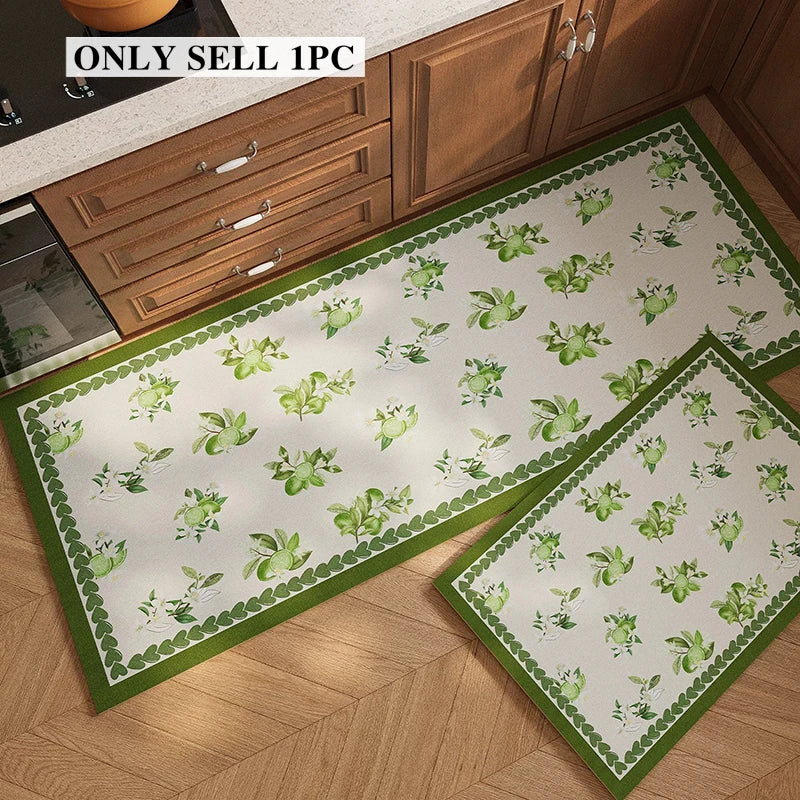 French Vintage Floral PVC Kitchen Rug – Waterproof Non-Slip Mat Kitchen Floor Mat HIP GU6213-P 1pc 58x180cm