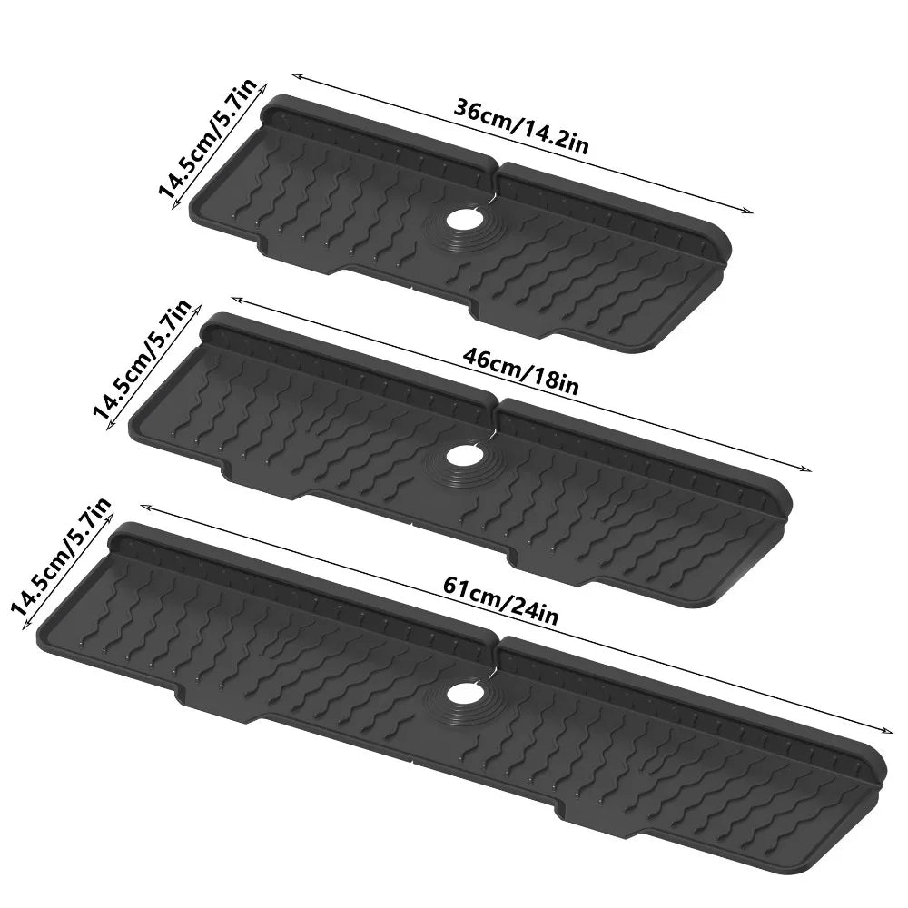 Silicone Faucet Drain Mat – Anti-Slip Sink Holder 36–61cm Faucet Drain Mat HIP Black-61cm