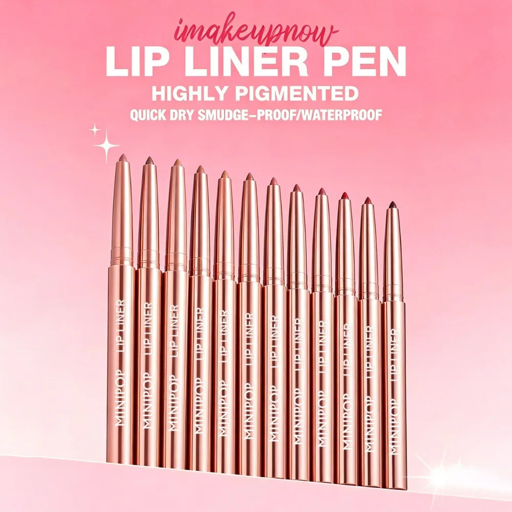 12 Colors Matte Lip Liner，Waterproof, Durable, Easy to Color, Long-Lasting,Full Plump Lip Shape Contour ，Lip Outline Cosmetic HIP