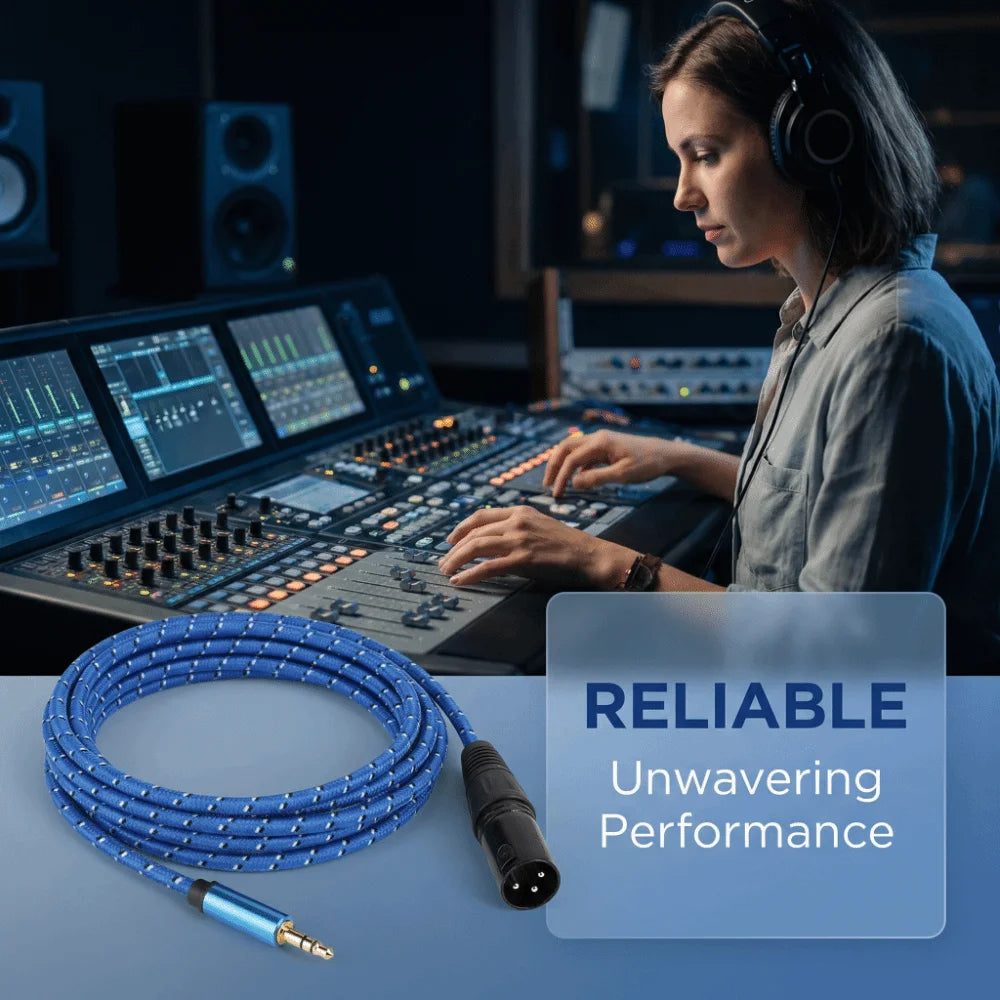 3M 3.5mm to XLR Male 3-Pin Audio Patch Cable – Blue Audio Patch Cable HIP