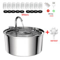 Stainless Steel Pet Water Fountain、3.2L/108oz、Auto、Ultra Quiet Pump、5/9Pcs Replacement Filters、Cats Dogs Multiple Pets HIP 1set-9fliter-sensor No plug