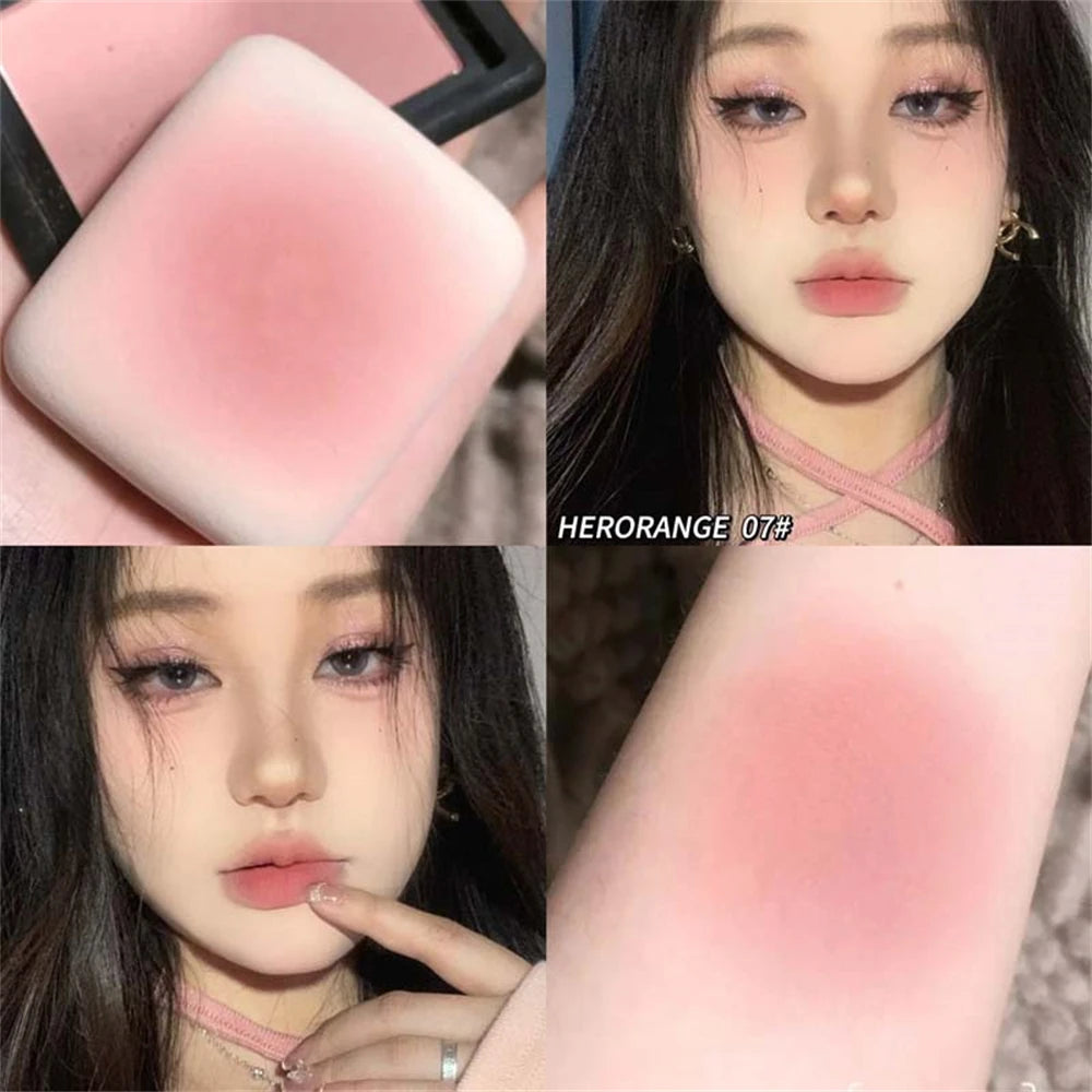 Monochrome Matte Blusher Palette Soft Silky Cheek Natural Facial Rouge Plate Lasting Nude Low Saturation Powder Blusher Disk HIP 07