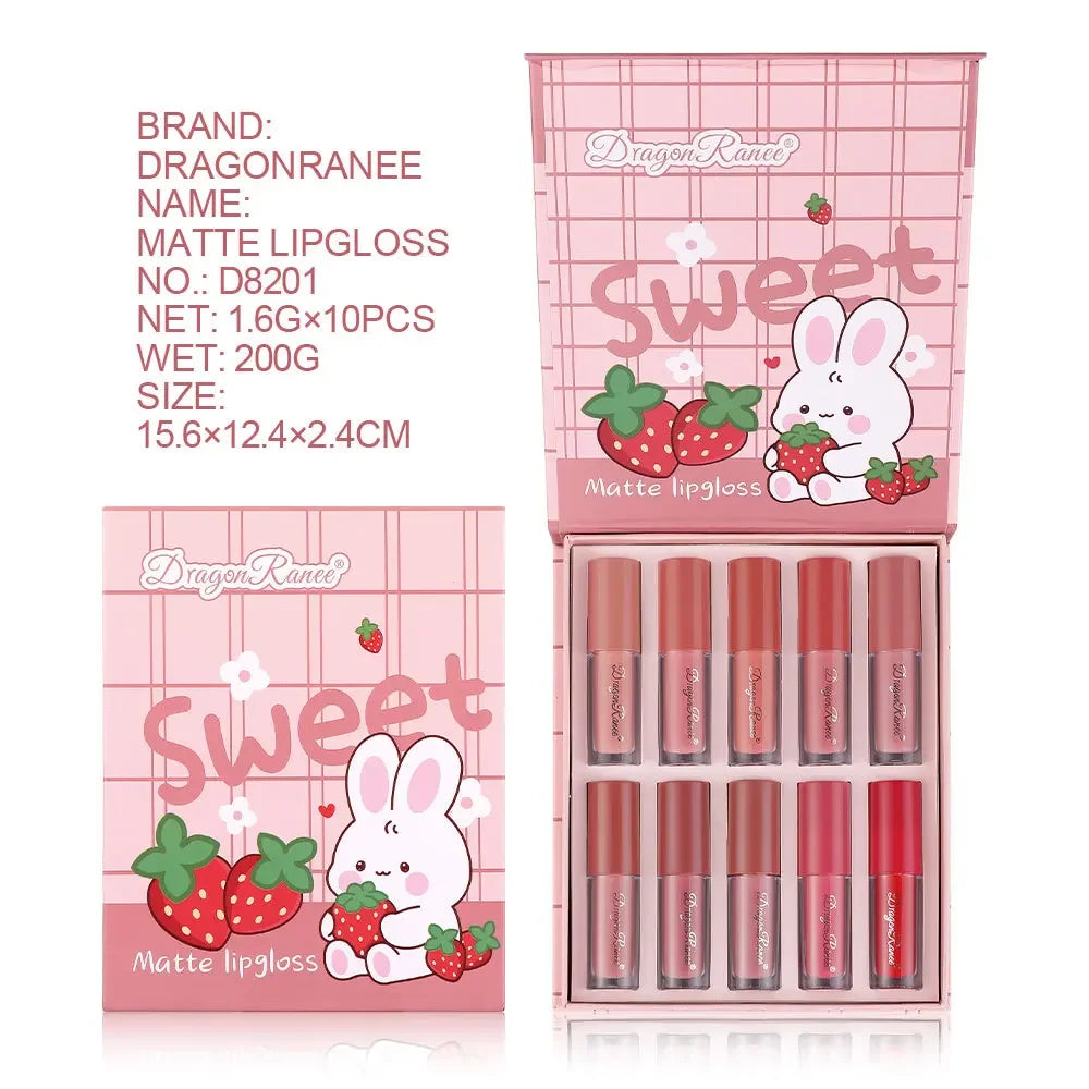 Dragon Ranee 10-Pc Matte Liquid Lipstick Set – Waterproof Matte Liquid Lipstick HIP