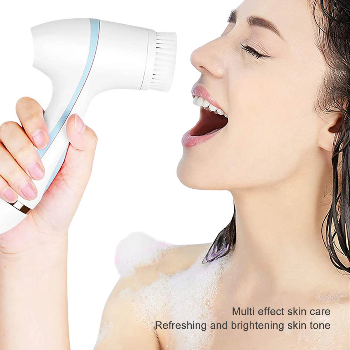 Facial Electric Cleaner Rechargeable Silicone Massage Cleansing Face Brush with Heads HIP