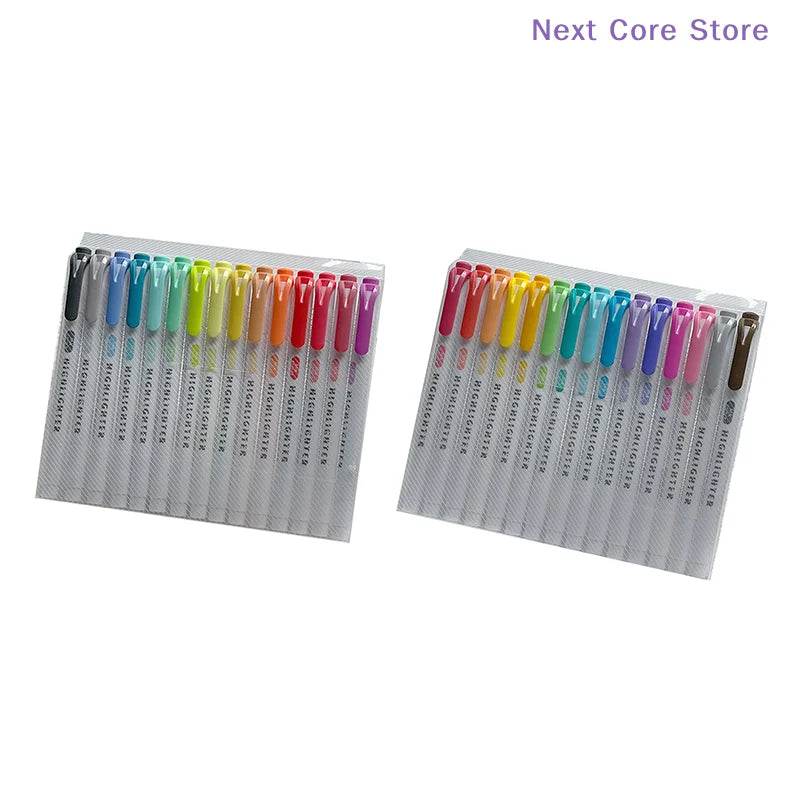 15-Color Double-Ended Highlighter Pen Set | Pastel Markers Highlighter Marker Set HIP
