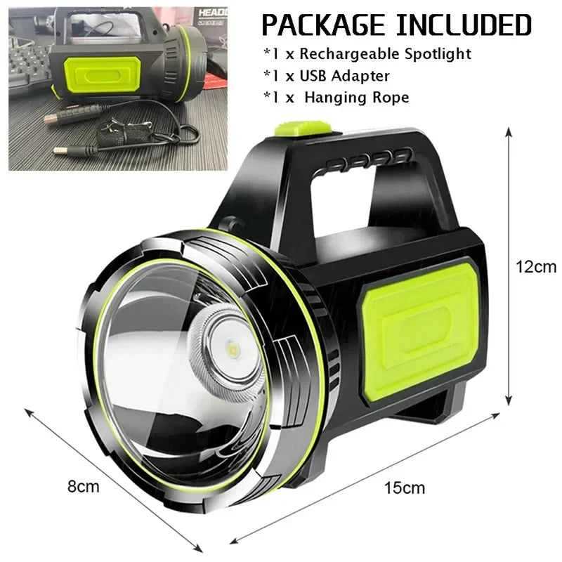 ESMARTER Rechargeable LED Searchlight – IP65, 2 Modes Rechargeable Flashlight HIP