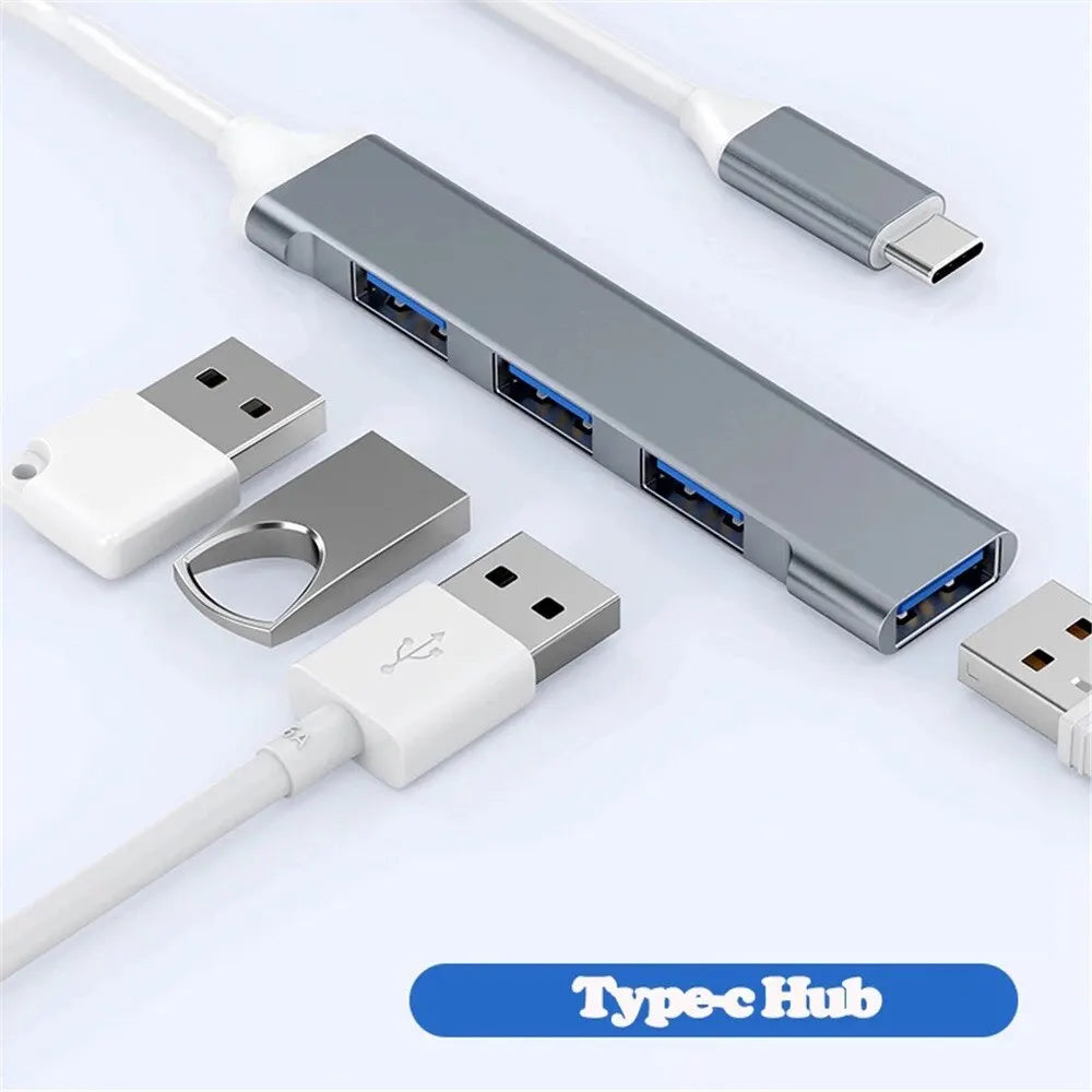 4-in-1 USB Type-C Hub – 4 Port Compact Dock Adapter USB-C Hub Adapter HIP