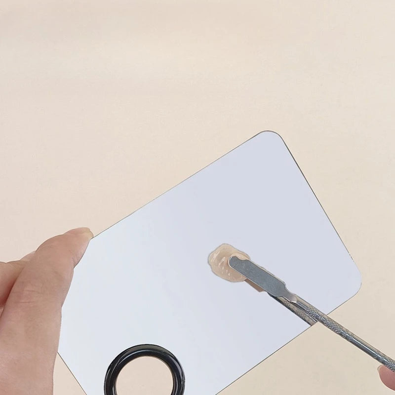 Makeup Mixing Palette Upgrad Stainless Steel Metal Mixing Tray with Spatula Artist Tool for Mixing Foundation Nail-Art HIP