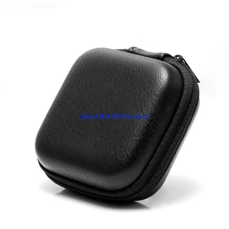 Portable PU Leather Zipper Earbud & Headset Carrying Case Headphone Carrying Case HIP Black CN