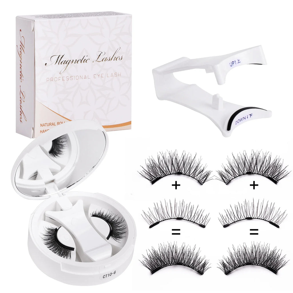 Magnetic Eyelashes Set Reusable Easy to use Eyelash Extension Tools Natural Curler False Eyelashes With Magnetic Tweezers HIP CT-06