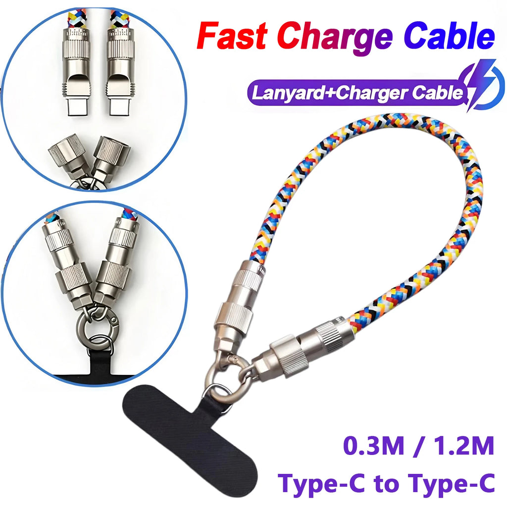 2-in-1 USB-C Fast Charging Cable & Phone Lanyard – 3A PD USB-C Charging Cable HIP
