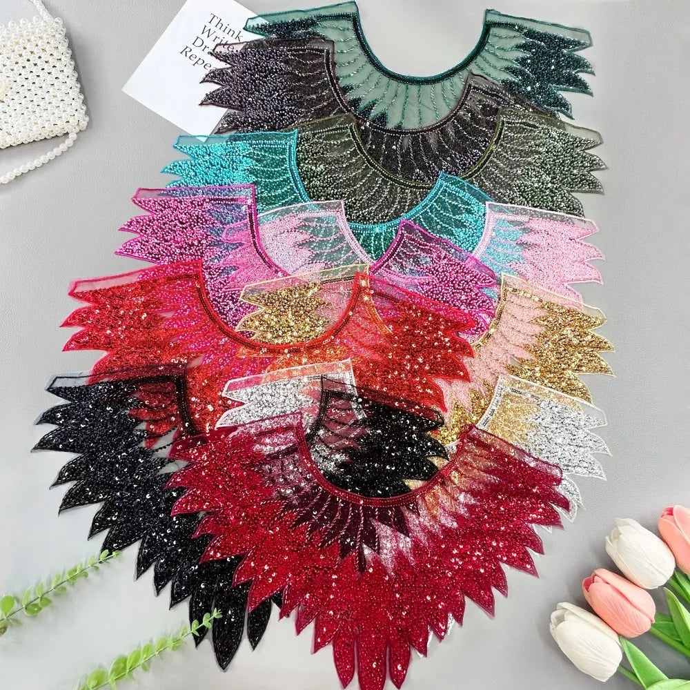 Rhinestone Lace Applique – Sequin Beaded DIY Cloth Patch Fabric Applique Patch HIP