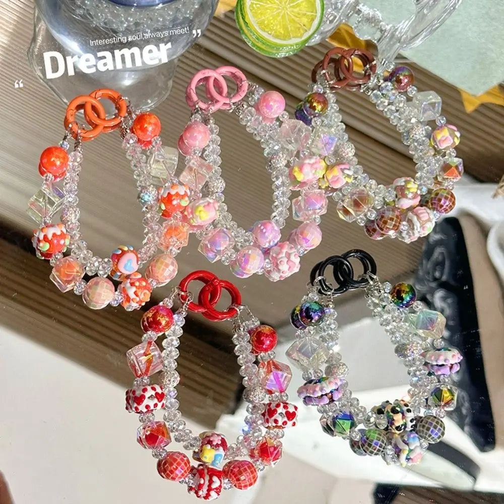 Cube Beaded Phone Strap – Hand-Painted Glass Charm Keychain Phone Charm Strap HIP