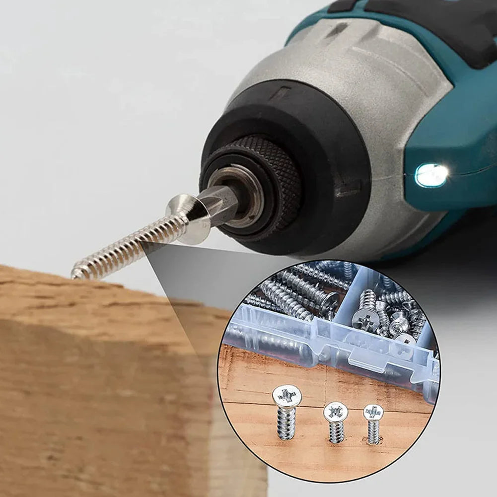 800PCS M2 Self Tapping Cross Screw Combination Kit Carbon Steel Countersunk Head Screws for Metal Plastic Wood DIY HIP