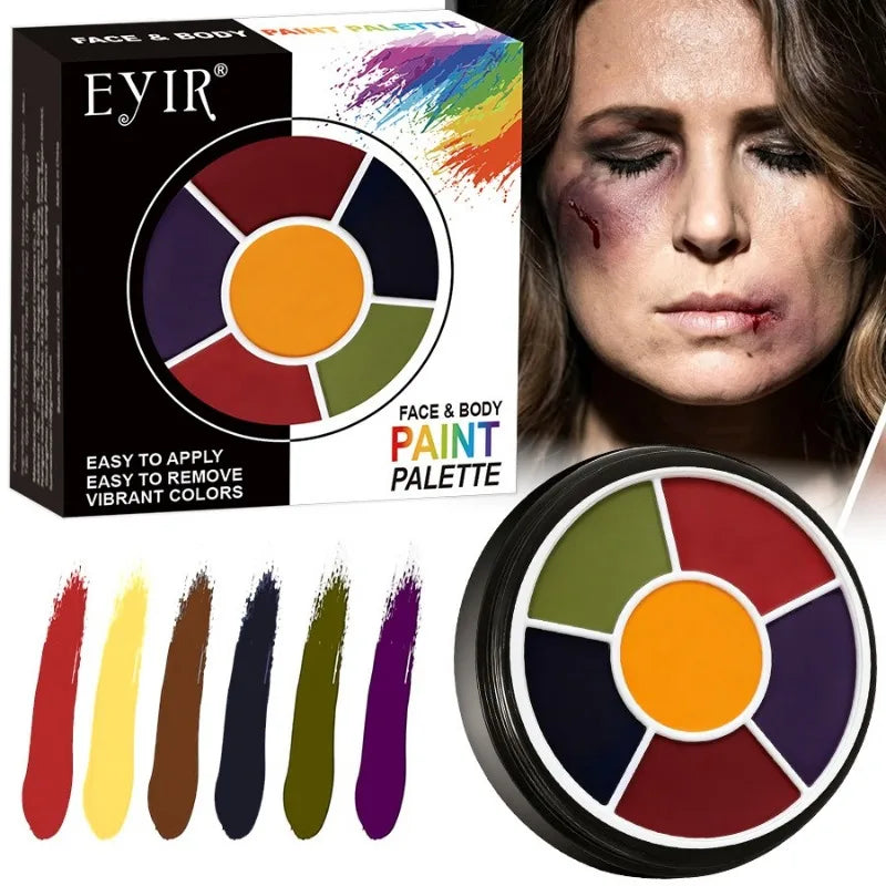 6Colors Face Body Paint Palette Halloween Special Effects Makeup Cosmetic Safe Non‑toxic Body Painting Cream Kids Adults Cosplay HIP 01 Wound Effect