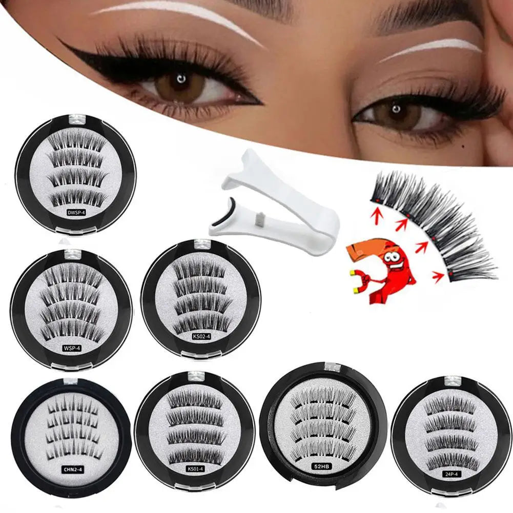 2 Pair 3D Magnetic False Eyelashes Reusable Magnetic Eyelashes With 4 Magnetic Lashes Natural Eyelash Extension Makeup Tools HIP