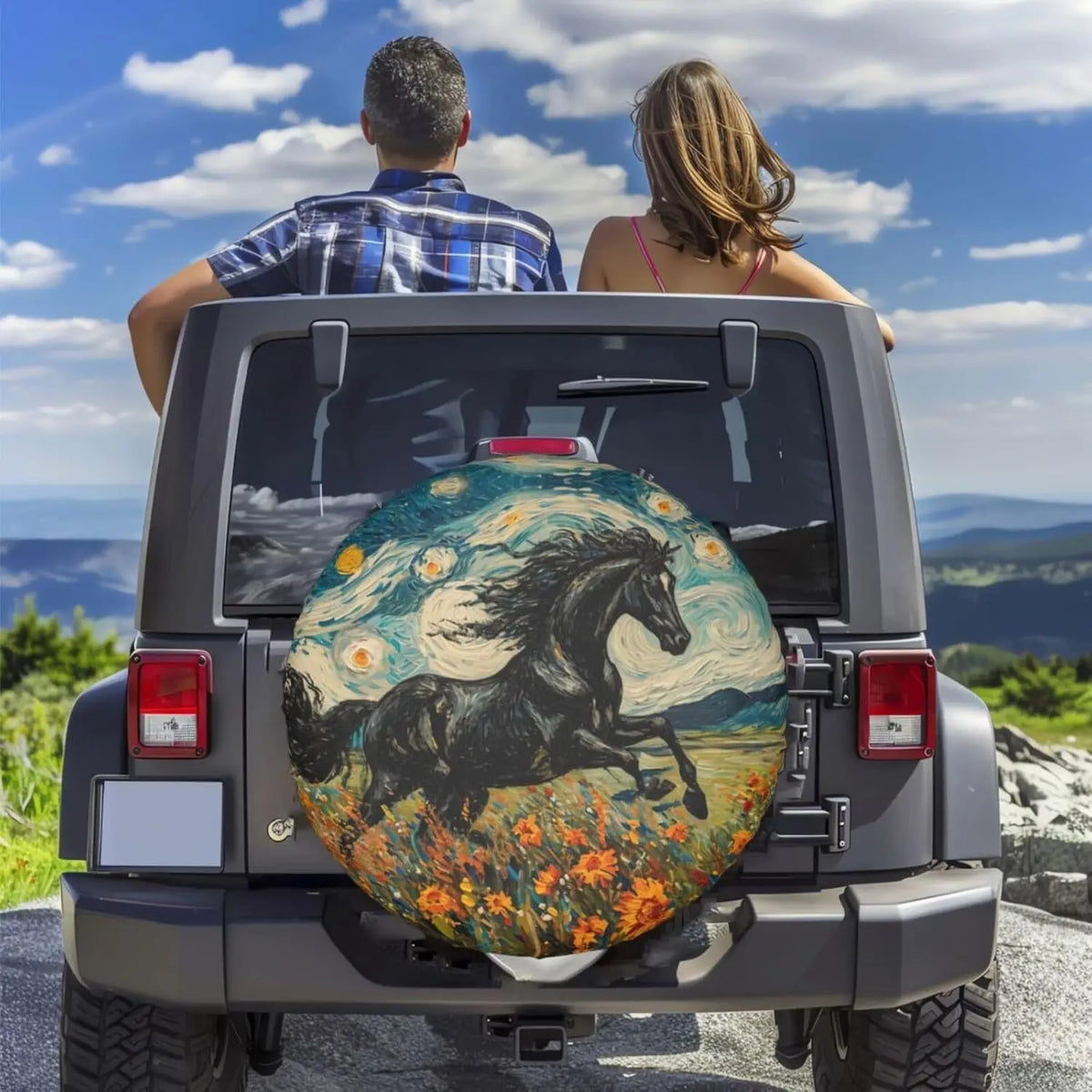 Starry Night Horse Spare Tire Cover – Waterproof RV SUV Camper Spare Tire Cover HIP