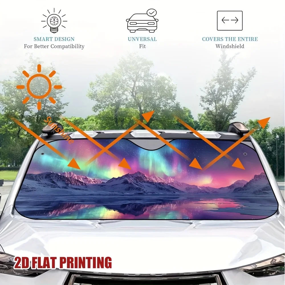 Aurora Borealis Car Windshield Sunshade – Polyester UV Block Car Windshield Sunshade HIP