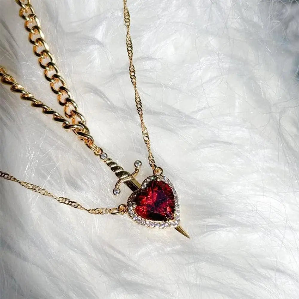 Heart & Sword Pendant Necklace – Silver Plated | HIP Pendant Necklace HIP