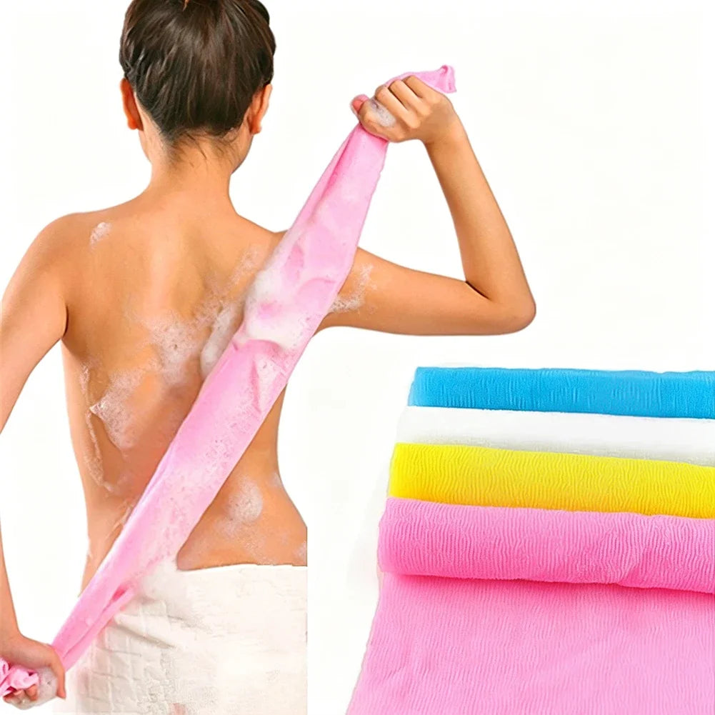 Long Strip Nylon Bath Towel Back Rubbing Strip Bathing Foaming Exfoliating Scrub Towel for Removing Dead Skin HIP