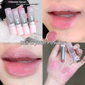 Caramel Brown Solid Lip Gloss Moisturizing Lace Bow Mirror Glass Jelly Lipstick Non Stick Cup Water Light Plump Lip Tint Makeup HIP 01