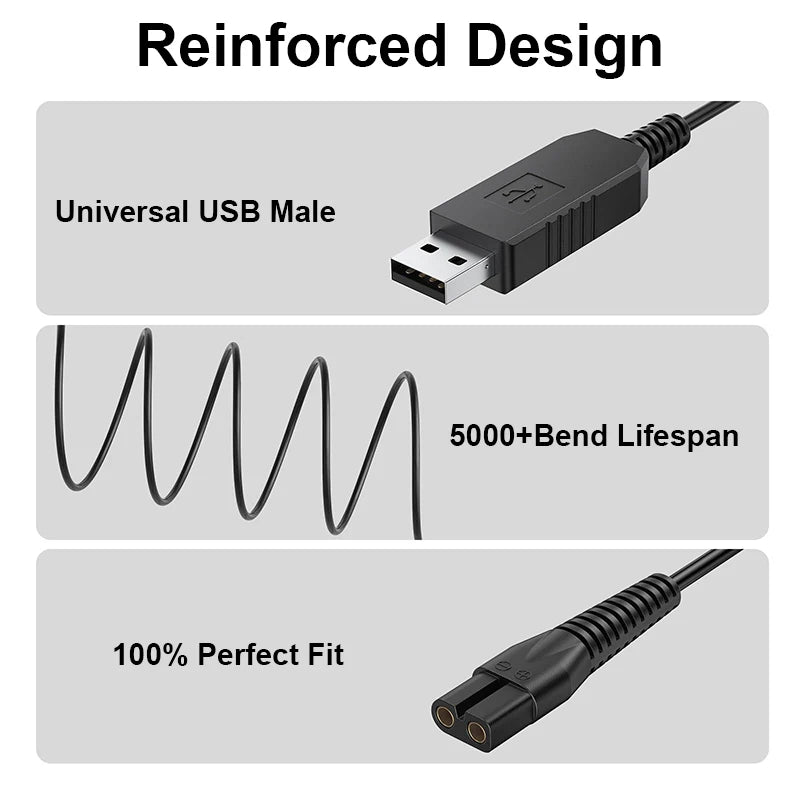 2m USB Charging Cable for Wahl Color Pro 9649 Hair Clipper Clipper Charging Cable HIP