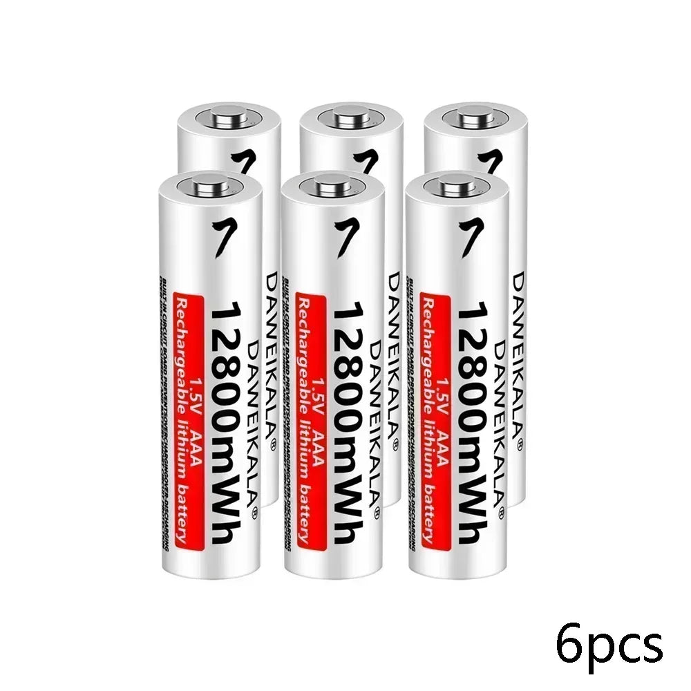 DAWEIKALA AAA Li-Ion Rechargeable Batteries 12800mWh | 2–20 Pack Rechargeable Batteries HIP 6pcs AAA Battery