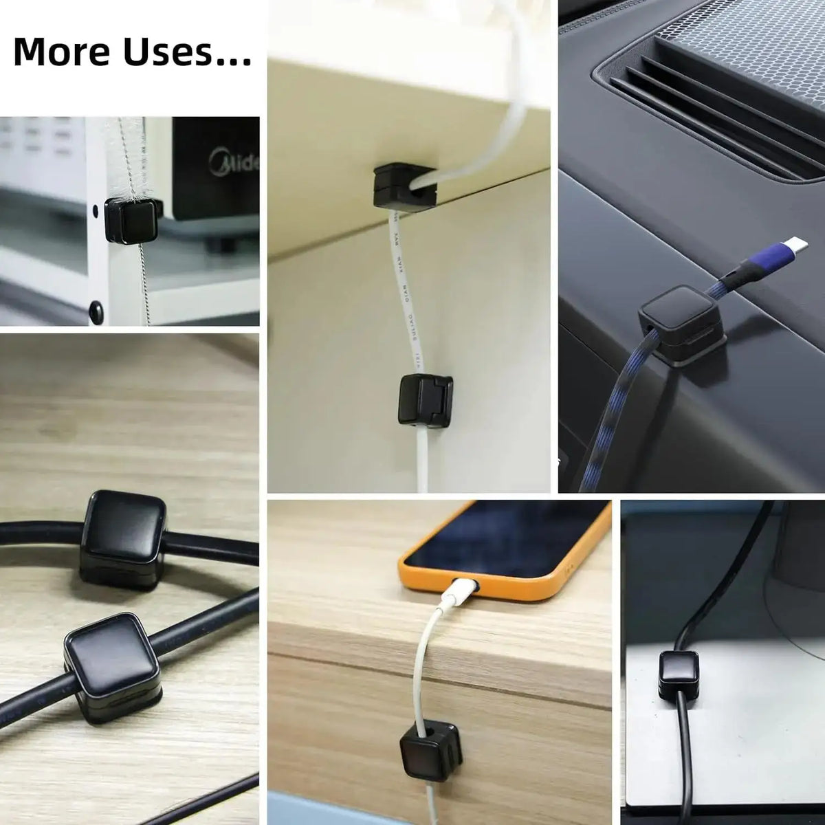6-Pack Magnetic Cable Clips – Under Desk Cord Organizer Cable Organizer Clips HIP