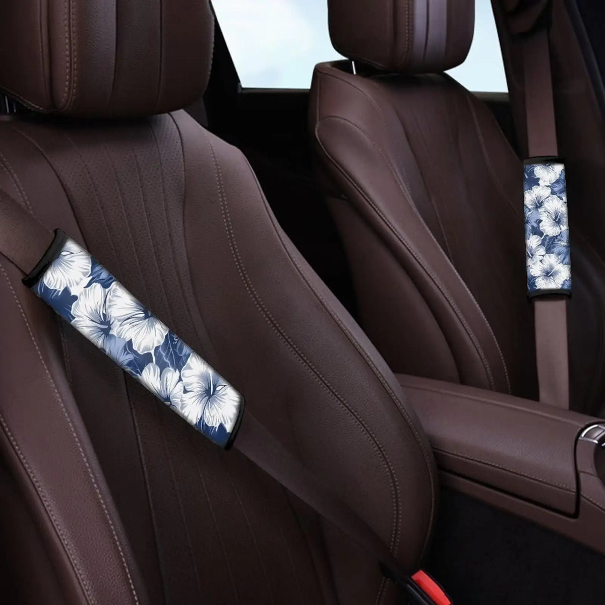 Blue Hibiscus Seat Belt Shoulder Pad Covers – Set of 2 Seat Belt Pad Cover HIP