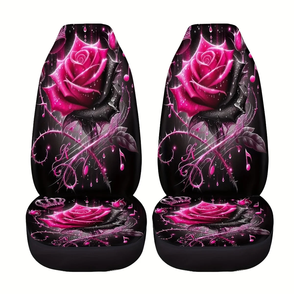 Pink Rose Car Seat Covers – Universal Front Bucket Seats Car Seat Covers HIP
