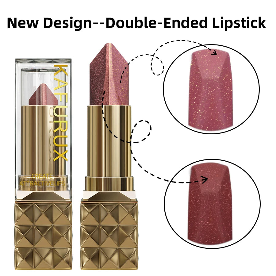 1PC Glitter Shiny Metallic Two Tone Lipstick Matte Pearlescent Lip Tint,Long Lasting Lip Senior Lip Makeup Gifts Lip Gloss Coste HIP