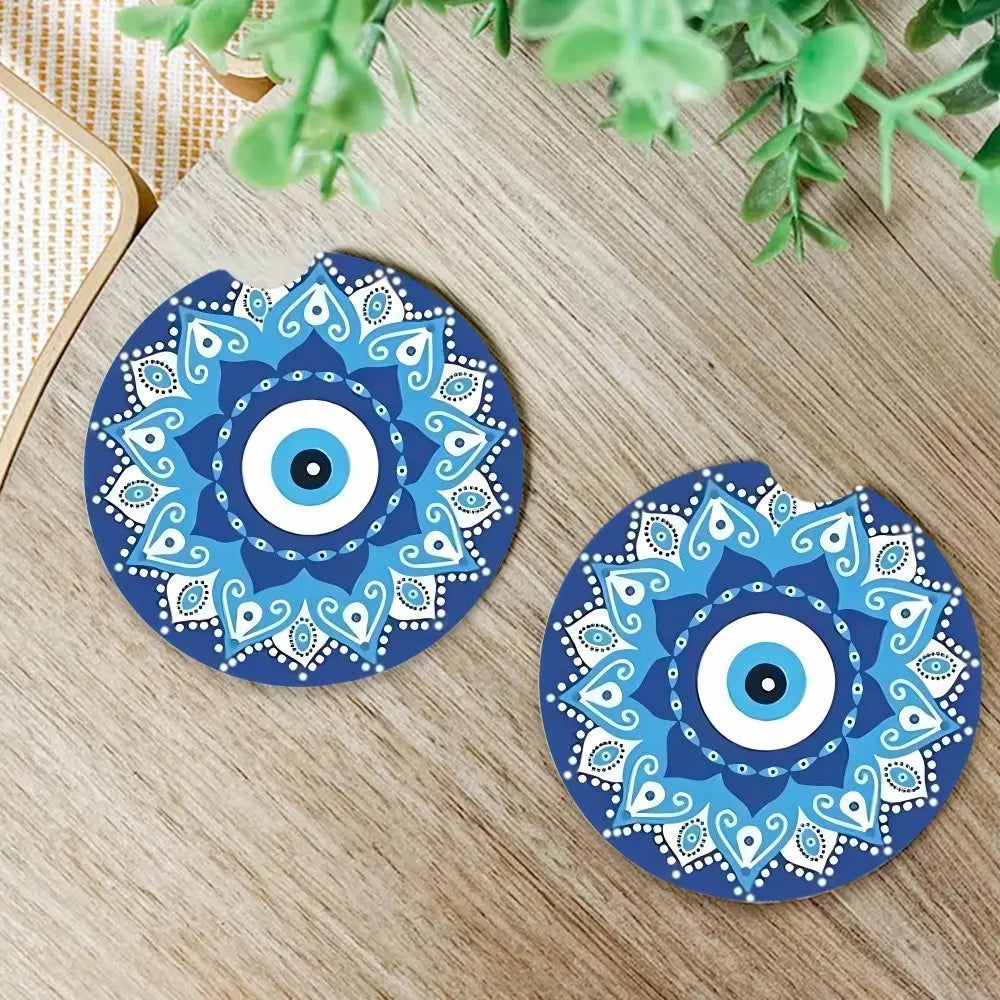 Devil's Eye Acrylic Car Cup Holder Coasters – Set of 2 Car Cup Holder Coasters HIP
