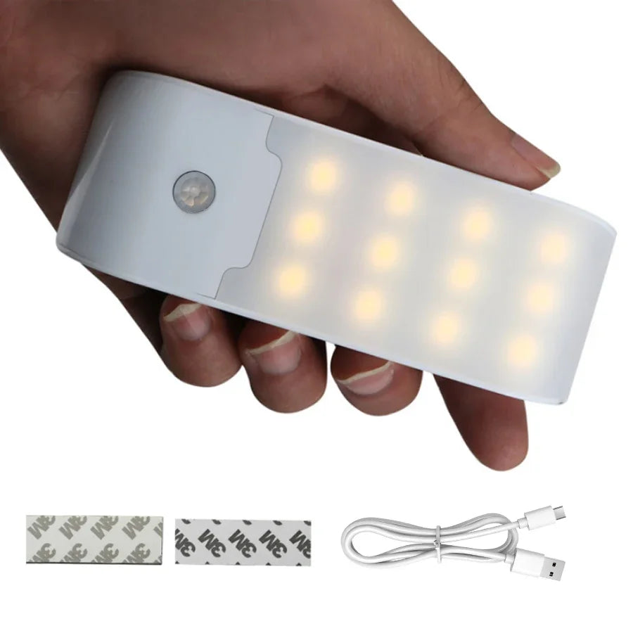 Motion Sensor LED Night Light Rechargeable Human Body Induction Magnetic Cabinet Lamp For Bedroom Wardrobe Closet Kitchen Stairs HIP
