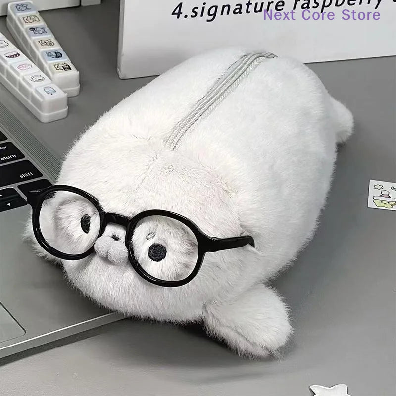 Cute Plush Seal Pencil Case – Large Capacity Stationery Bag Plush Pencil Case HIP