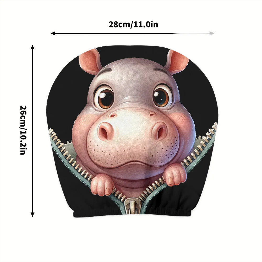 2-Pack Cartoon Hippo Car Headrest Covers – Machine Washable Car Headrest Covers HIP