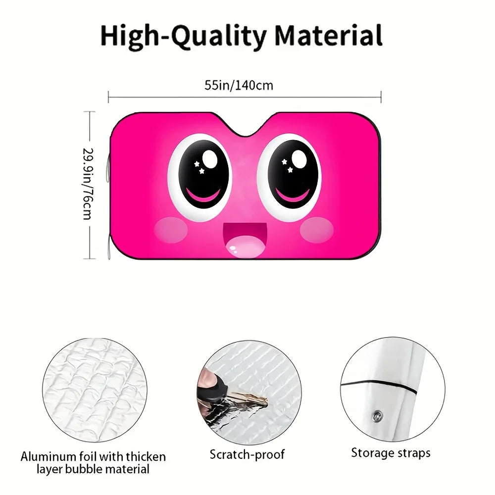 3D Cartoon Blush Star Eye Foldable Car Sunshade | Universal Car Windshield Sunshade HIP