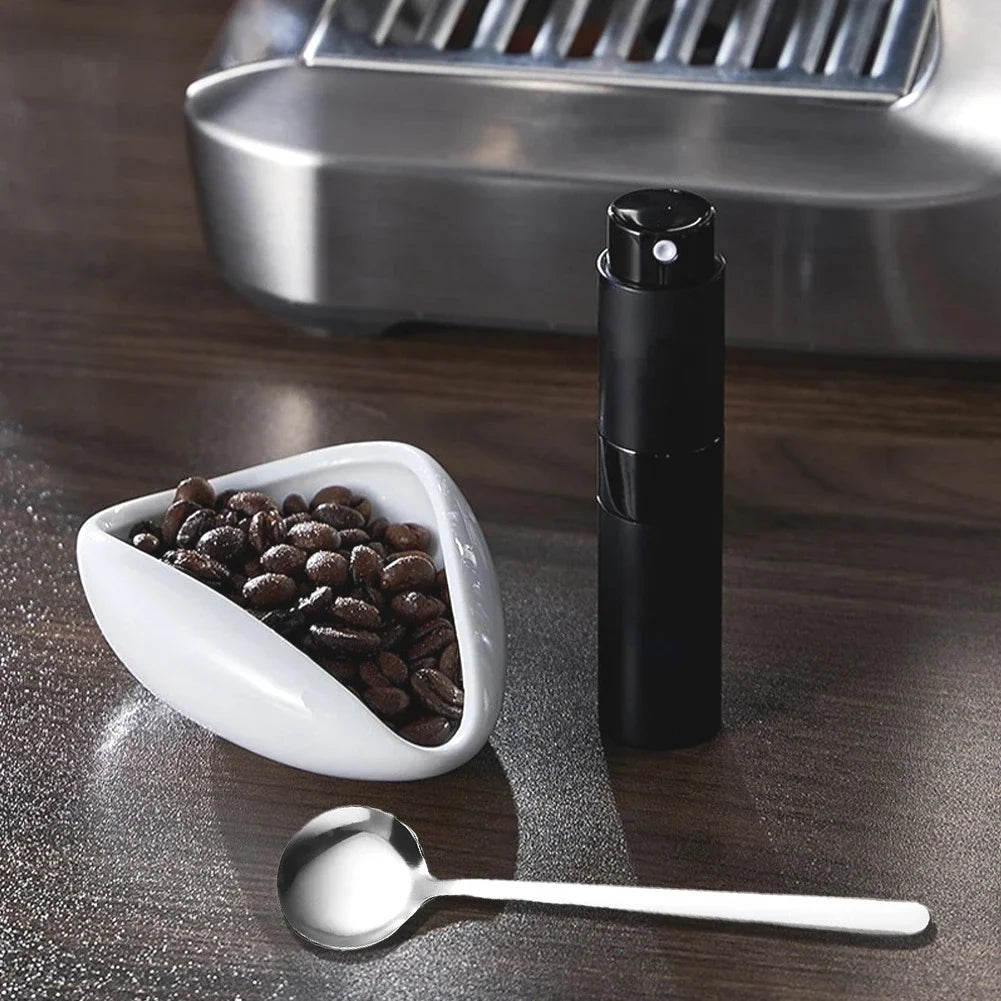 Ceramic Coffee Bean Dosing Cup Spoon Spray Bottle Tea Leaves Barista Set Anti-Static Coffee Bean Spray Measuring Tray Scoops HIP