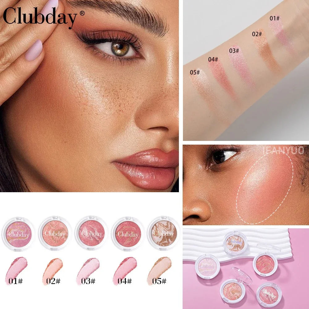 Marble Blush Palette Pearlescent Baked Brightening Blush Powder Cheek Tint Blusher Contour Highlighter Face Shadow Shimmer Rouge HIP