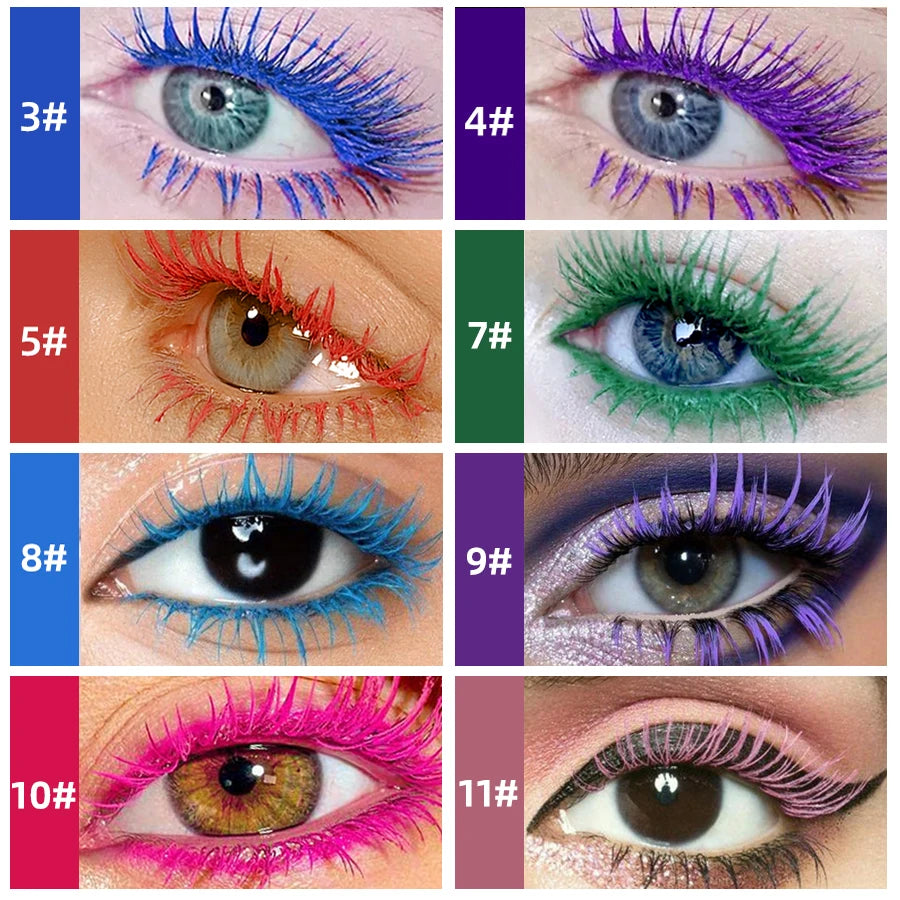 Colorful Slender Mascara Waterproof Fast Drying Curling Eyelashes Multicolor Lashes Makeup Long Lasting Blue Green Cosmetic HIP