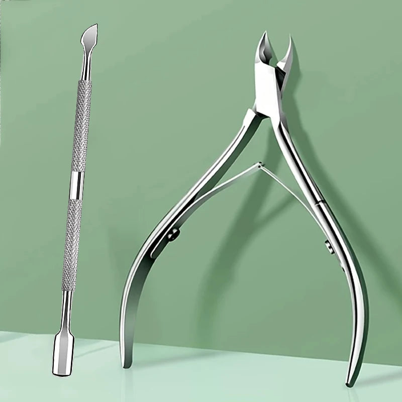 Professional Stainless Steel Cuticle Trimmer & Pusher Set Cuticle Care Set HIP