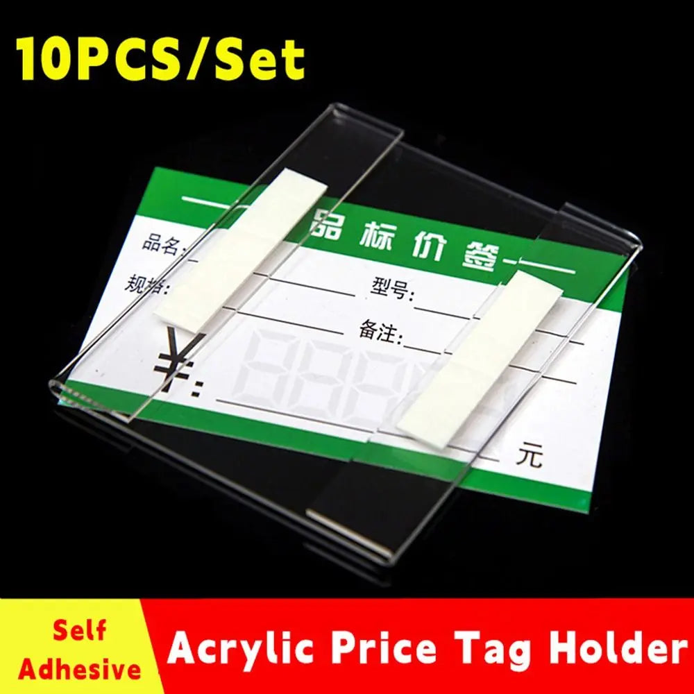 10-Pack Clear Self-Adhesive Price Tag Holders – 5 Sizes Label Sign Holder HIP