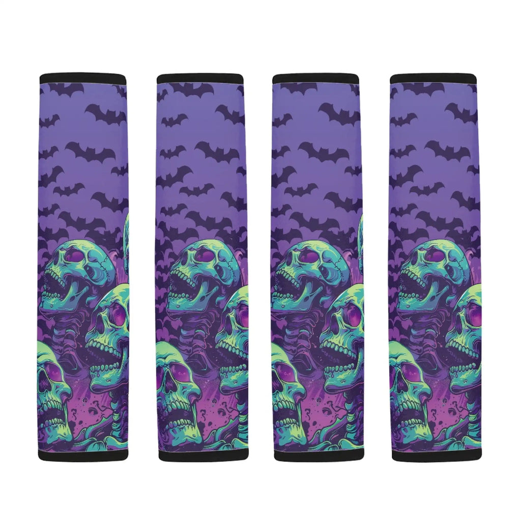 Purple Bat Skull Seatbelt Covers – 2 PCS Soft Car Seat Belt Pads Seatbelt Cover Set HIP