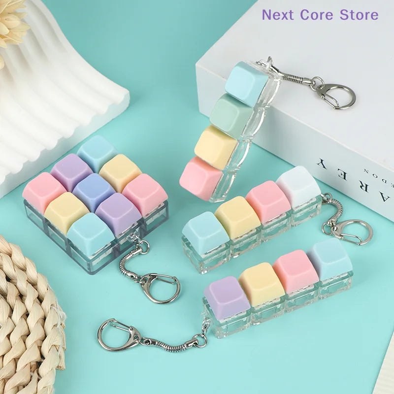 Macaron Keycap Keychain – Mechanical Click Sensory Fidget Toy Fidget Keychain Toy HIP