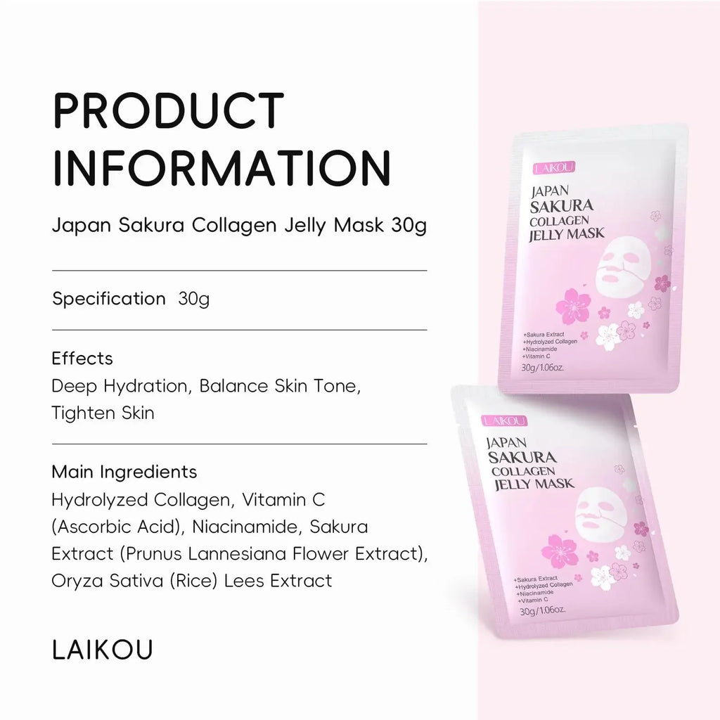 LAIKOU Sakura Collagen Jelly Face Mask – Hydrating & Firming Collagen Gel Face Mask HIP