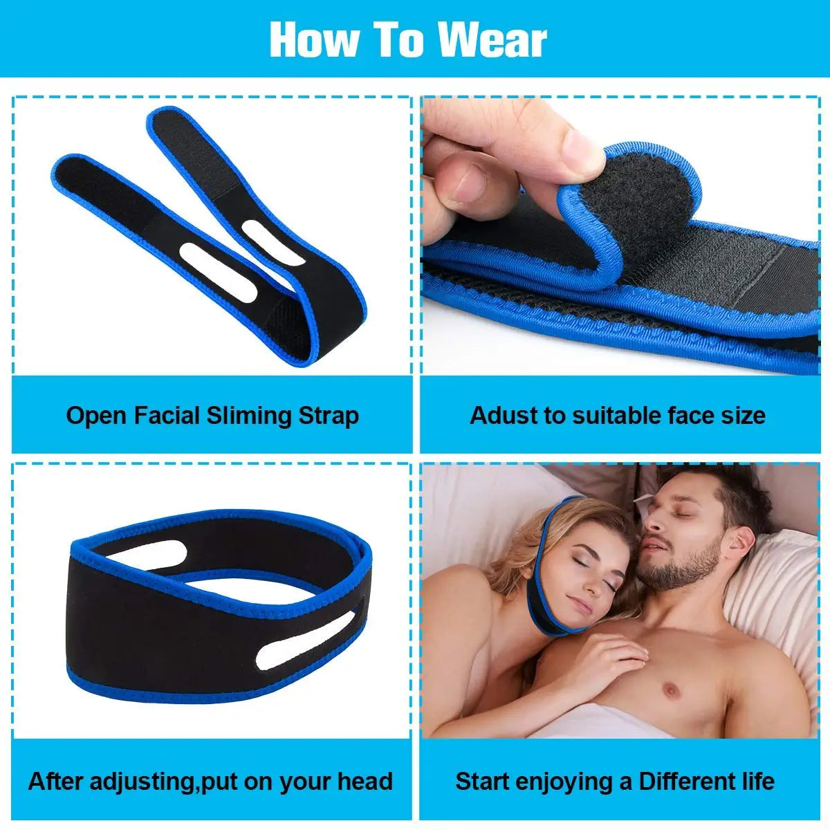 Triangular Chin Strap Sleep Aid – Adjustable Jaw Support Chin Strap Sleep Aid HIP