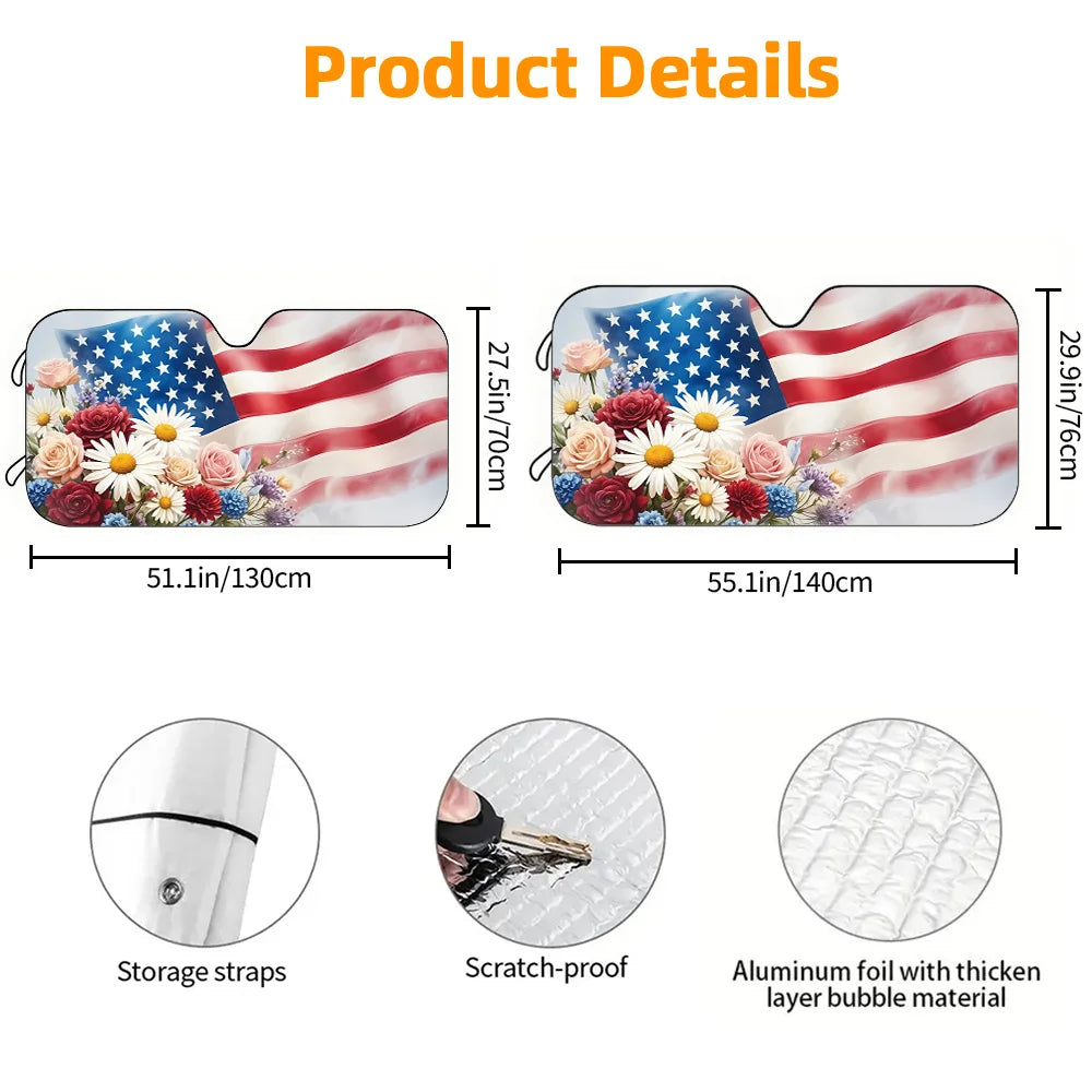 Floral American Flag Car Sun Visor – 250th Anniversary Car Sun Visor HIP