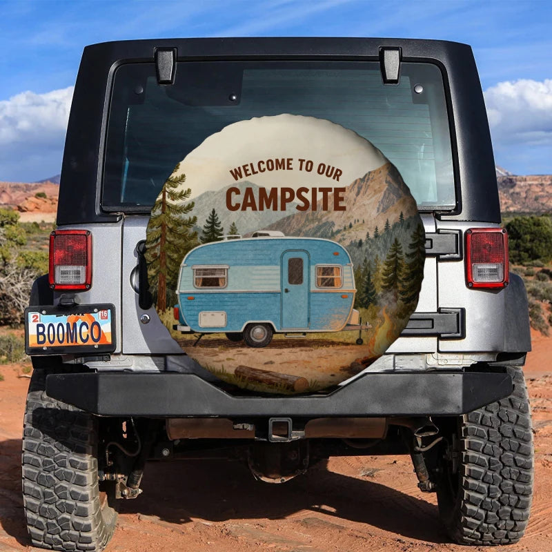 Campsite Spare Tire Cover – Weatherproof Polyester for RV & SUV Spare Tire Cover HIP