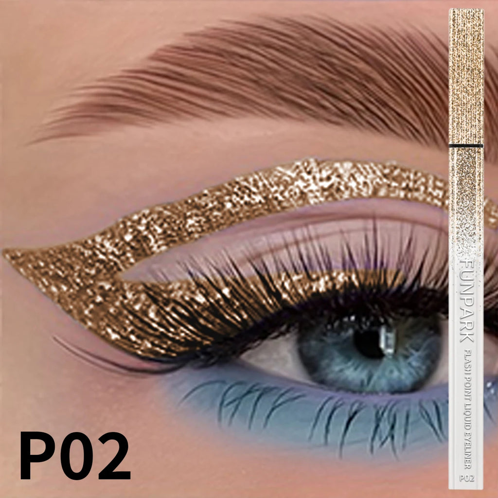 FUNPARK Glitter Liquid Eyeliner Pen – Waterproof & Long-Lasting Glitter Liquid Eyeliner HIP P02