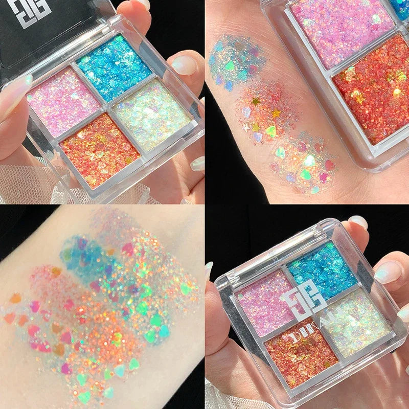 4 Colors Cool Toned Dark Eyeshadow Palette Black Smokey Palette Matte Glitter Waterproof Diablo Shimmer Nude Eye Pigment Makeup HIP 4Color 03