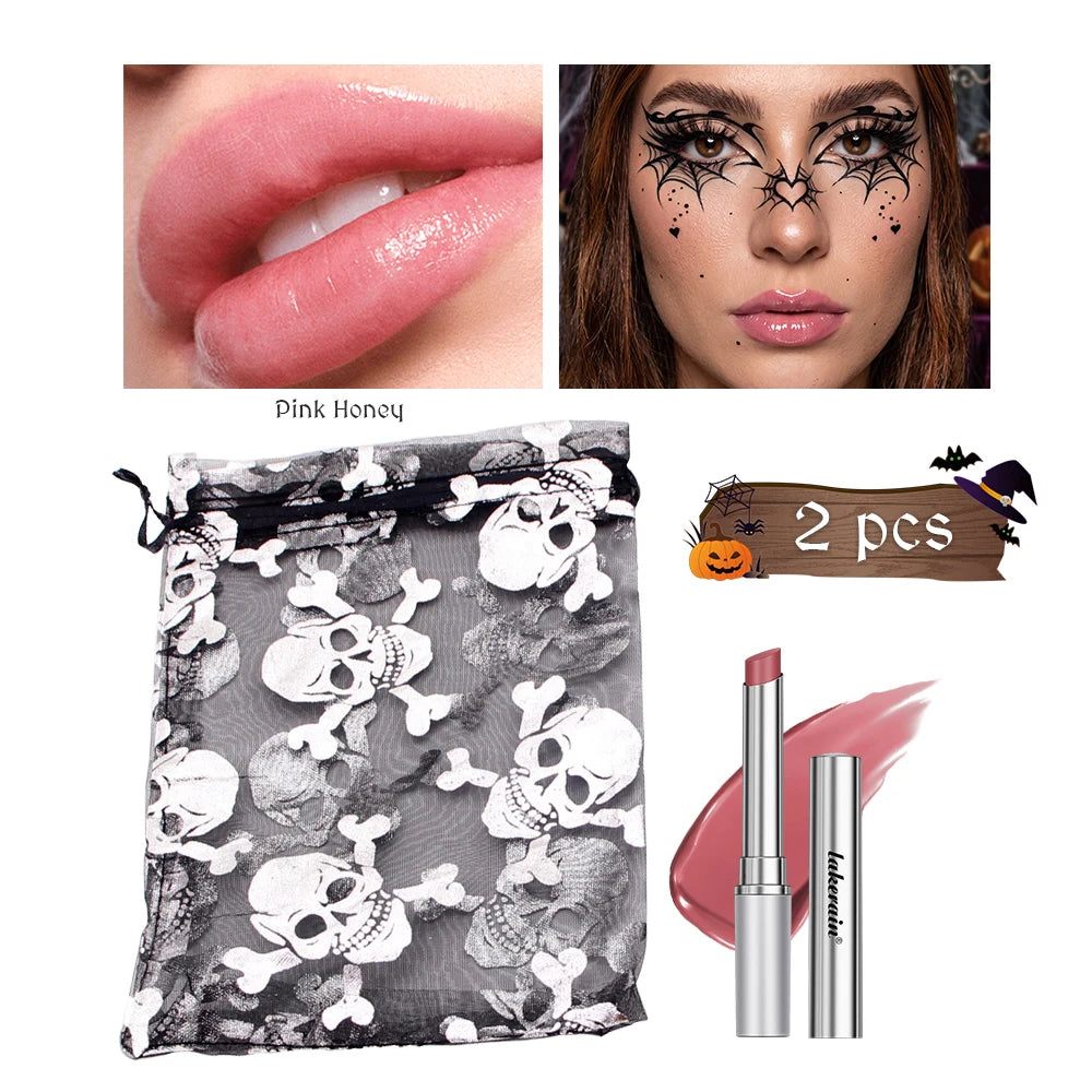 Halloween Makeup Honey Lipstick Tinted Lip Balm Lip Stain Moisturizing Nourishing For All Skin Tones Women Lip Cosmetic Black HIP set2